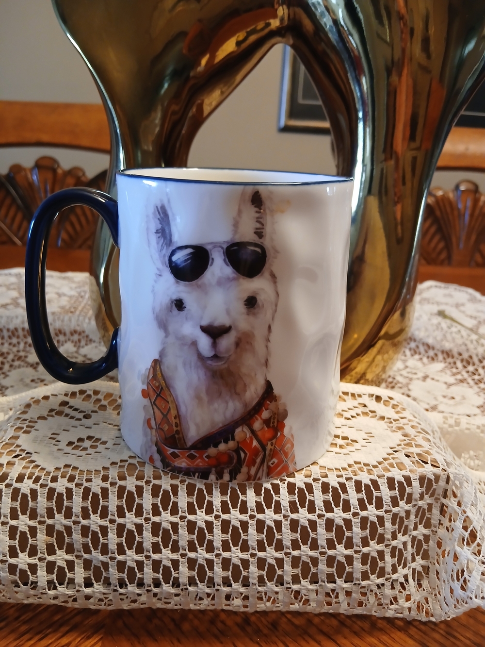 Signature White Llama Mug with Handle